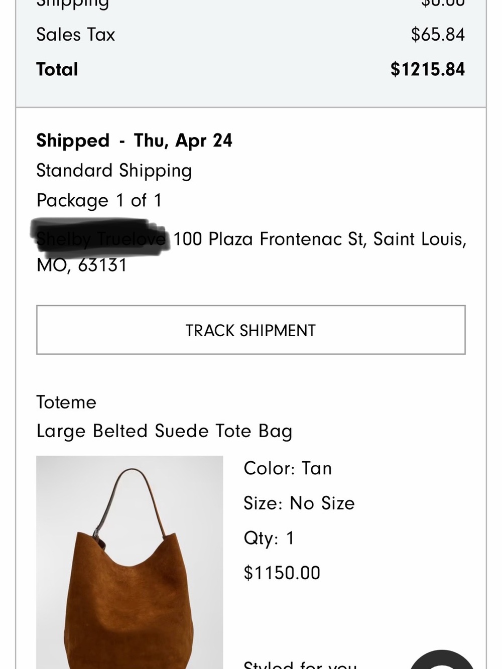 Toteme Large Suede Belted Bag in Cognac Brown - Picture 10 of 11
